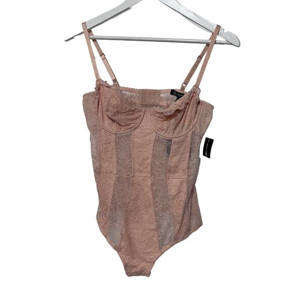 I.N.C. INTERNATIONAL CONCEPTS SOLID LACE CUP BODYSUIT BALLET PINK SIZE MEDIUM - Picture 2 of 14